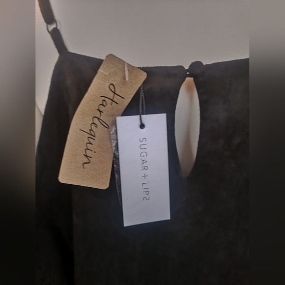 NEW Bell Sleeve Suede Dress with Laser Cutout Details - Picture 12 of 12